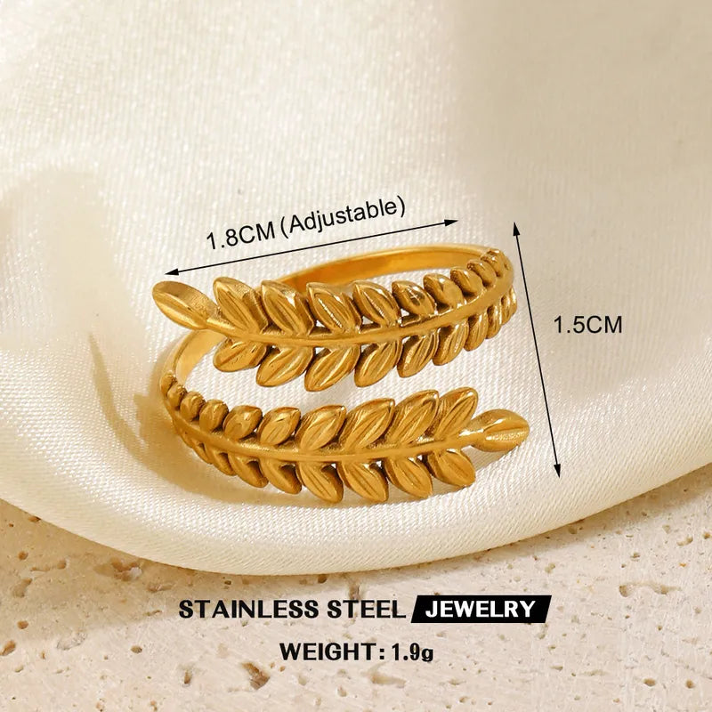 18K Gold Plated Stainless Steel Retro Commute Waterproof Non Tarnish Open Rings