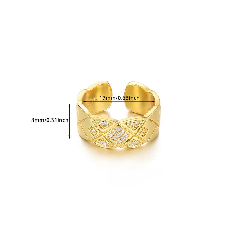 18k Gold Plated ring zircon size adjustable ring