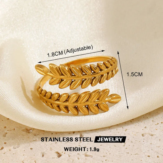 18K Gold Plated  Stainless Steel Retro Commute Waterproof Non Tarnish Open Rings