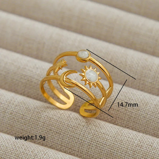 Heart Shape Stainless Steel Modern Style Commute Waterproof Non Tarnish Ring