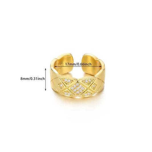 18k Gold Plated ring zircon size adjustable ring