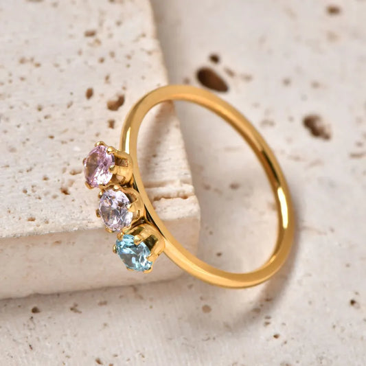Zirconia Stones Vintage Luxury Plated 18K Gold Stainless Steel ring Modern Style For Women