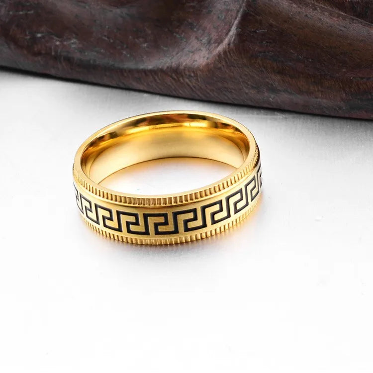 Retro Simple Style Geometric Stainless Steel Enamel Unisex Ring