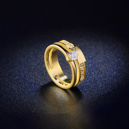 zircon gold plated Double Ring
