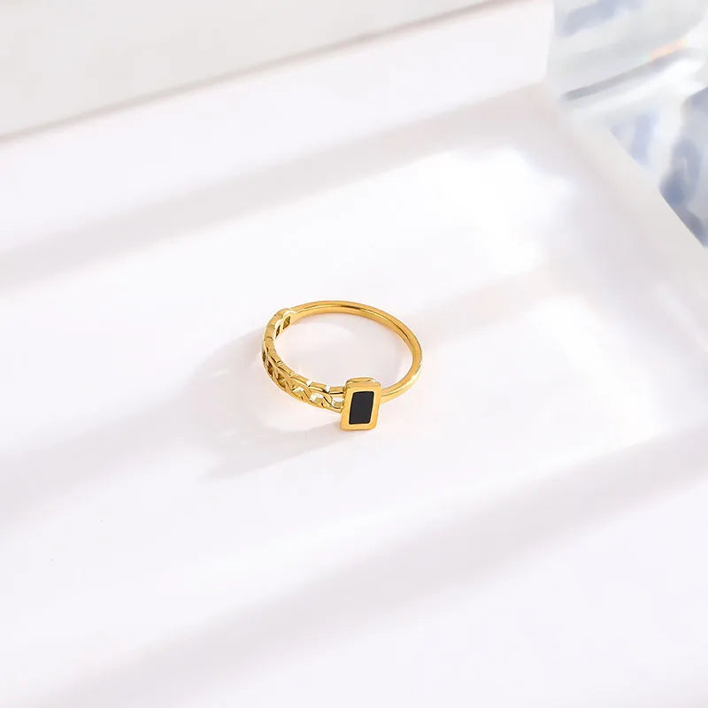 18K Gold Plated Solid Color Stainless Steel Simple Style Waterproof Non Tarnish Ring