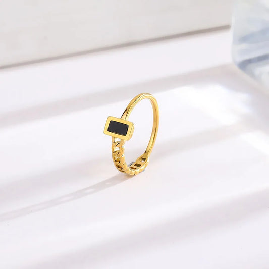 18K Gold Plated Solid Color Stainless Steel Simple Style Waterproof Non Tarnish Ring