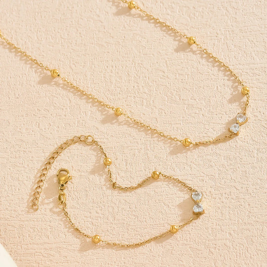 Cute Bow Style Stainless Steel Necklace and Bracelet