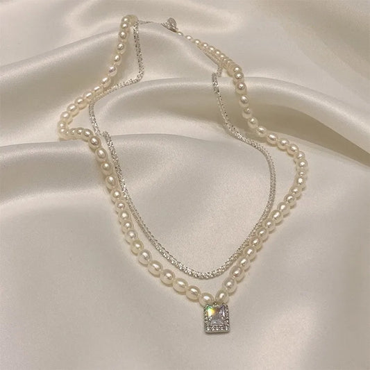 Luxury Two-piece Pearl Necklace for Women Luxury Design Chain Necklace